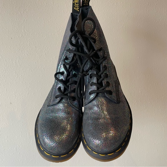 DR. MARTENS 1460 Pascal Gunmetal Iridescent Crackle Grunge Boots- euro 39/us 8 - Picture 5 of 8